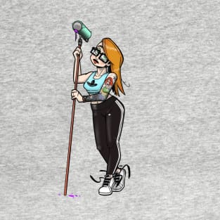 Graffiti Roller Girl Pinup T-Shirt